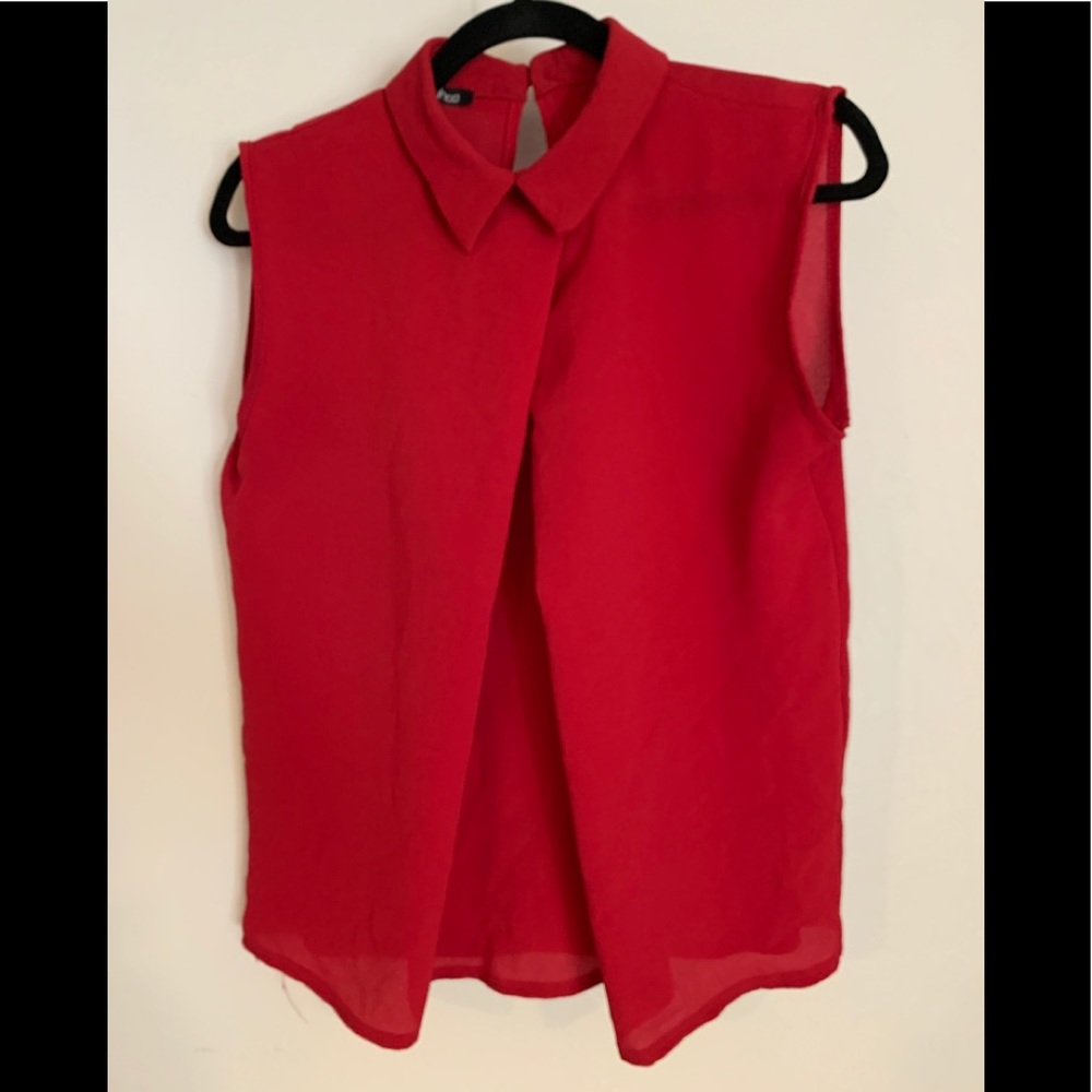 Boohoo Red Sleeveless Blouse